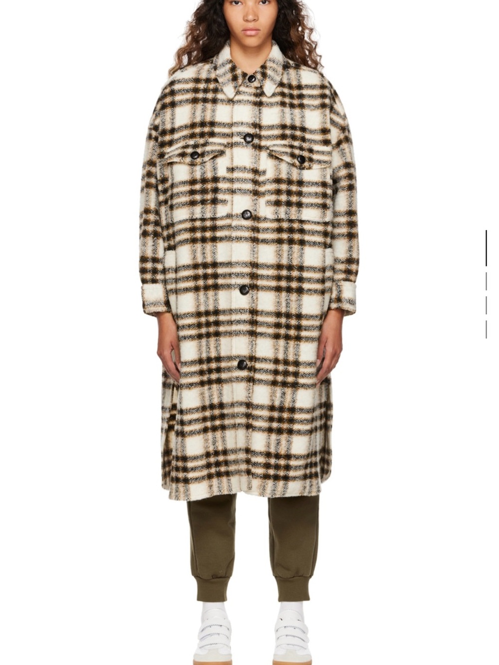 Isabel Marant Plaid Brushed Wool Blend Coat.Check Pattern Throughout